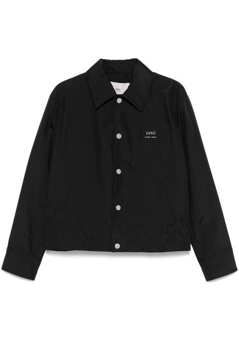 Black logo-lettering shirt jacket Ami Paris - unisex